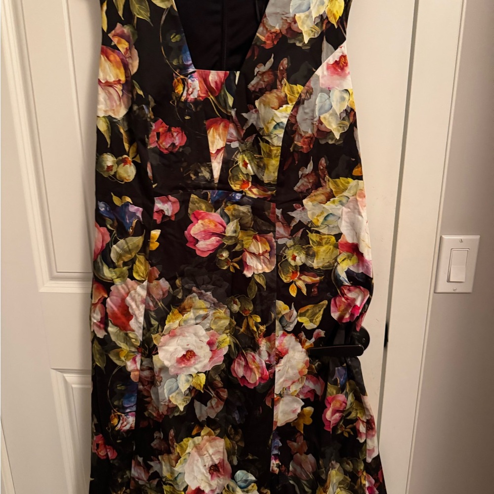 Pink and Yellow Floral Maxi Dress V-Neck Sleeveless